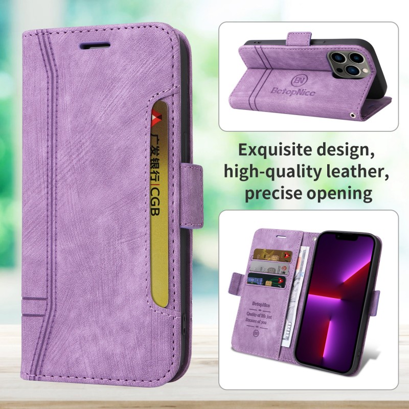 iPhone Compatible Flip-style Card Slot Phone Case with Wrist Strap and Buckle